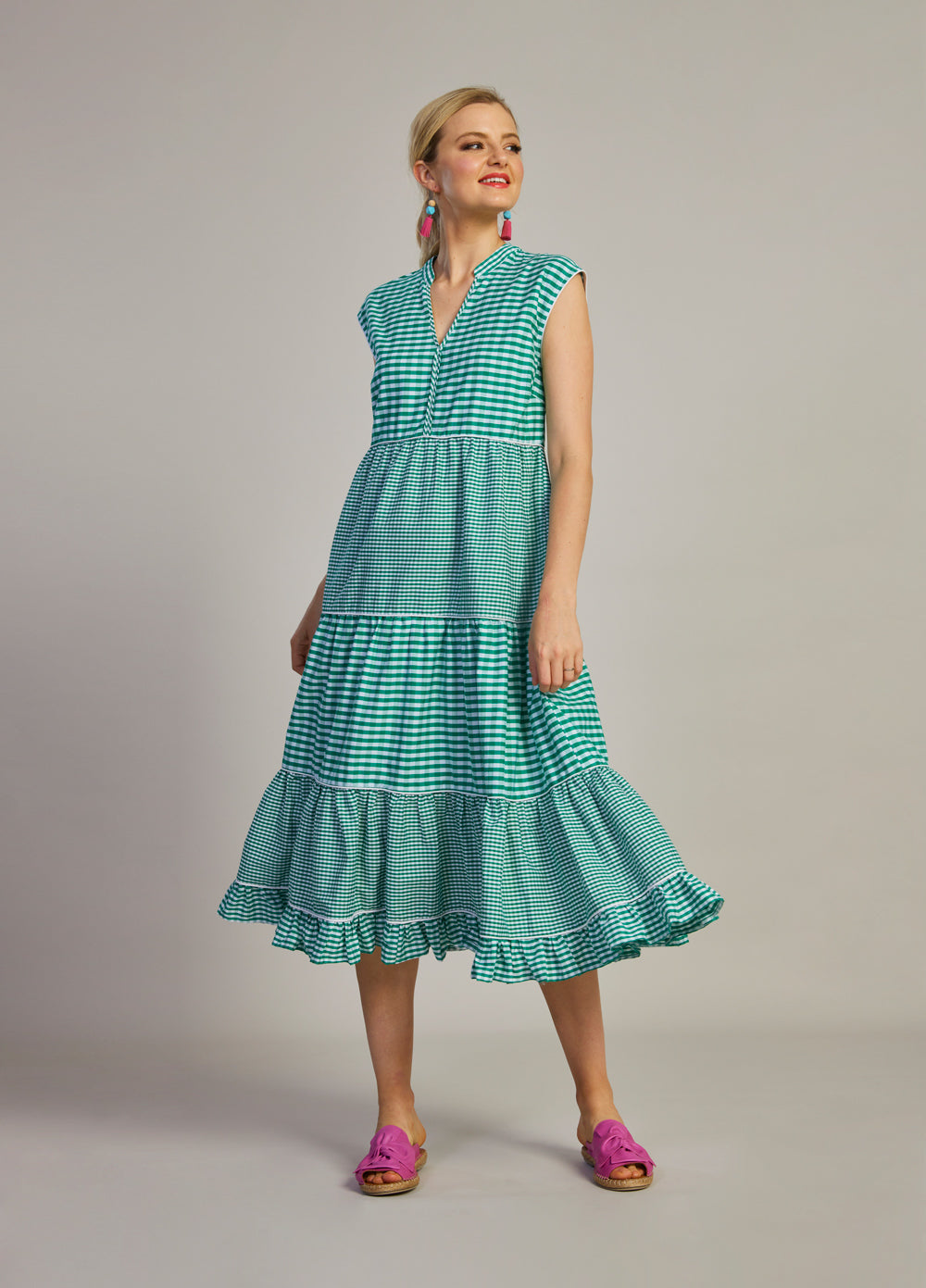 Gingham Style Midi Dress