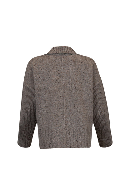 Brown knitted cardigan on a white background